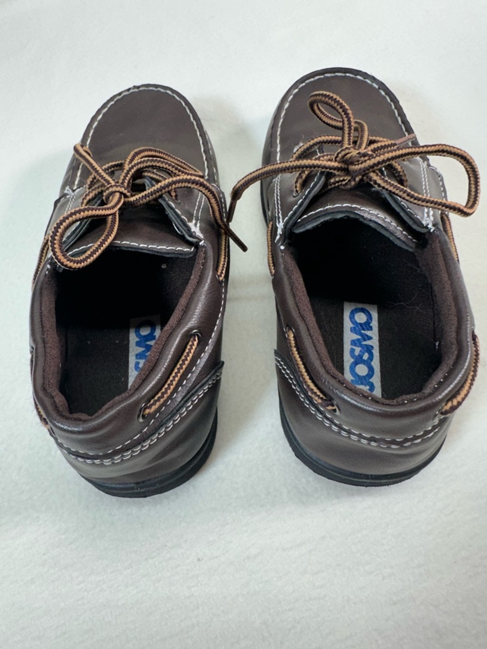 Josmo Kids’ Dark Brown Moccasin Boat Shoes Contrast Stitching Size 1 - Picture 3 of 5